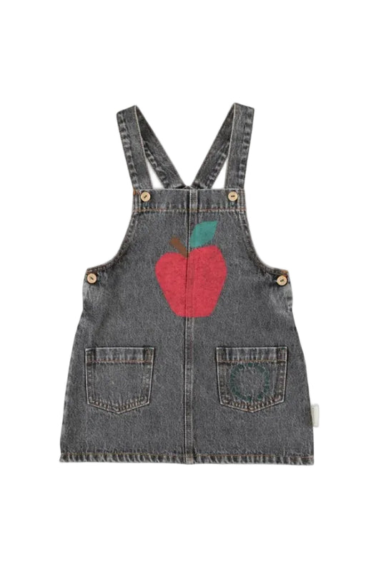 denim dress - apple print