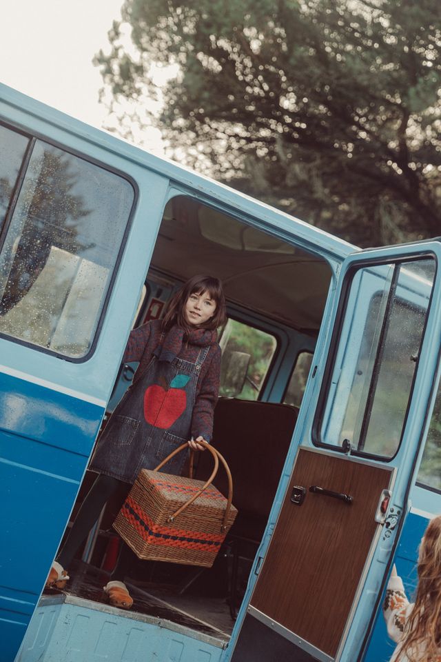 denim dress - apple print