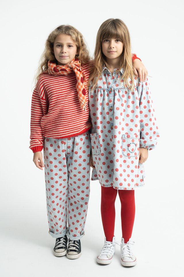 knitted sweater - red & ecru stripes