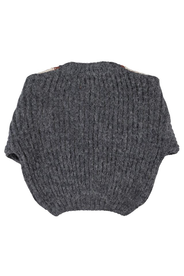 knitted sweater - dark grey multicolor geometric