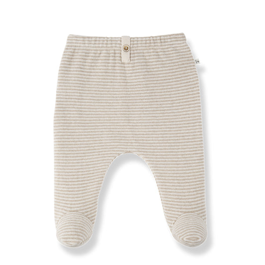 arras soft striped legging with feet - beige