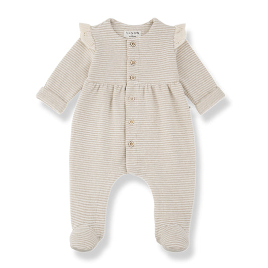 orleans soft striped fleece onesie - beige