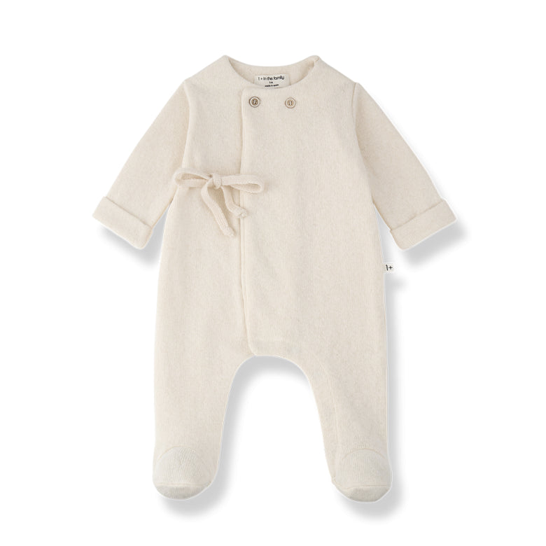 havre soft fleece onesie with feet - ecru