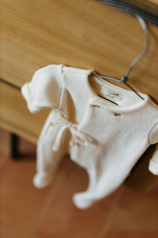 havre soft fleece onesie with feet - ecru