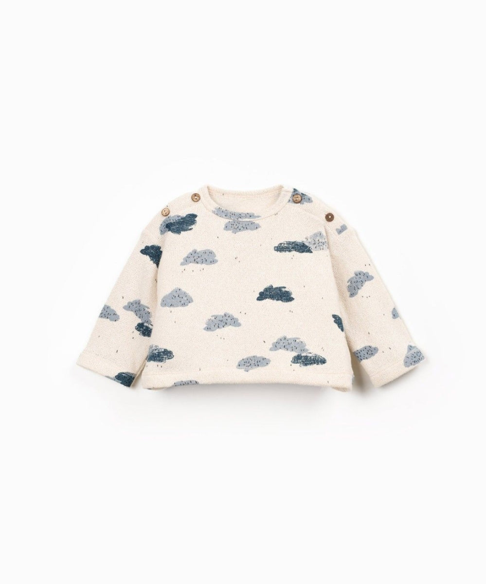 printed jersey sweater - baby - clouds detail