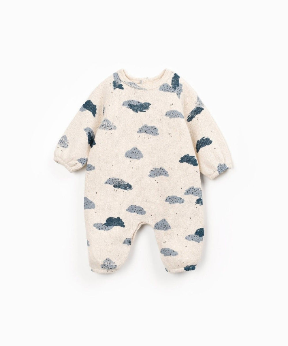 printed jersey jumpsuit - baby - clouds detail