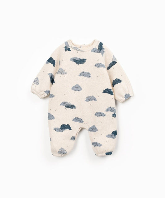 printed jersey jumpsuit - baby - clouds detail