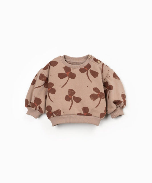 printed fleece sweater - flowers drawing