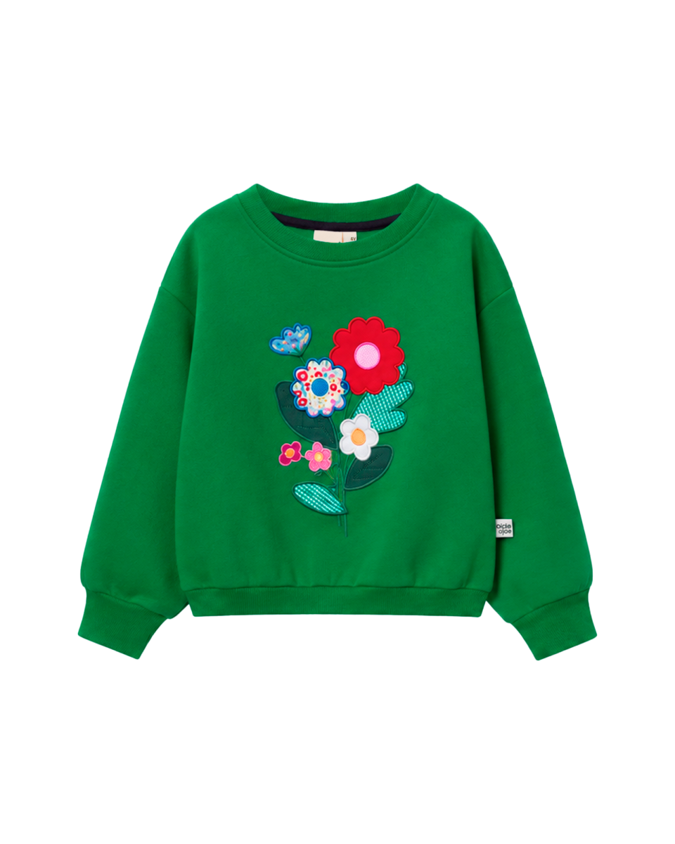 flower patched oversized sweatshirt