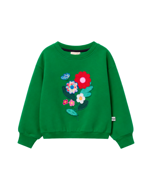 flower patched oversized sweatshirt