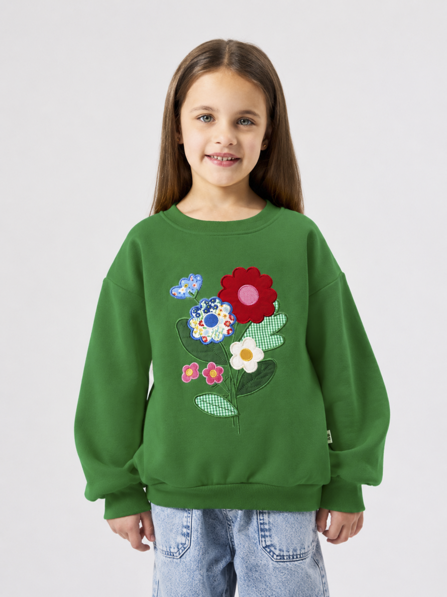 flower patched oversized sweatshirt
