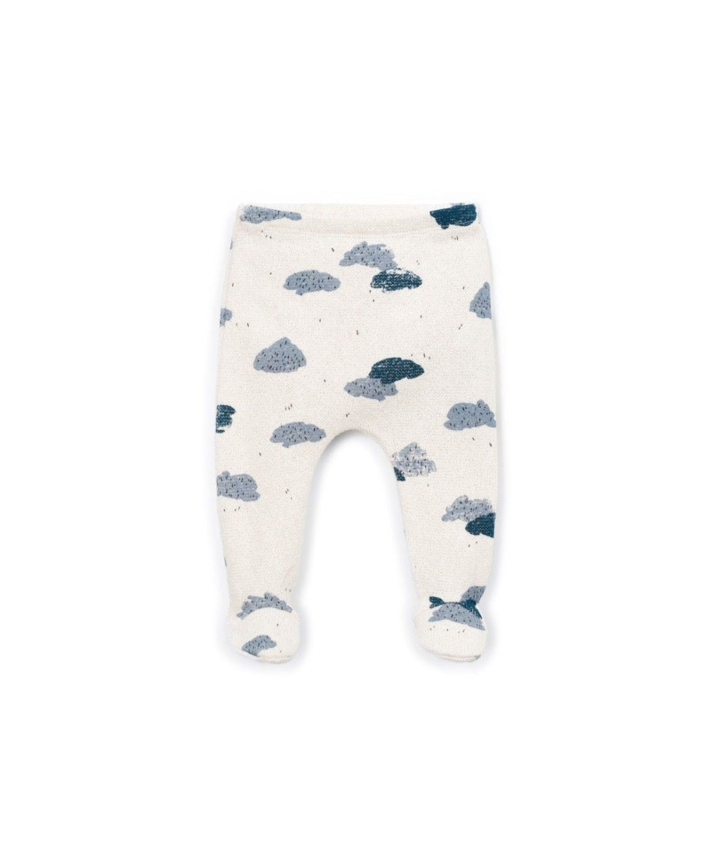 printed jersey legging with feet - baby - clouds detail