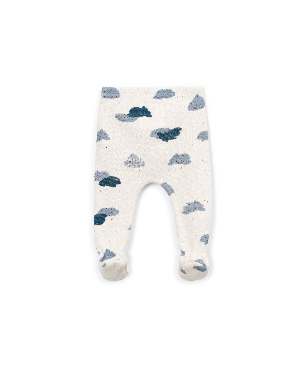 printed jersey legging with feet - baby - clouds detail