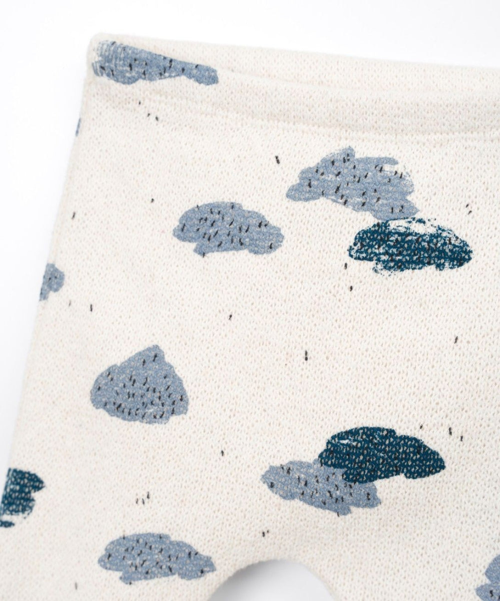 printed jersey legging with feet - baby - clouds detail