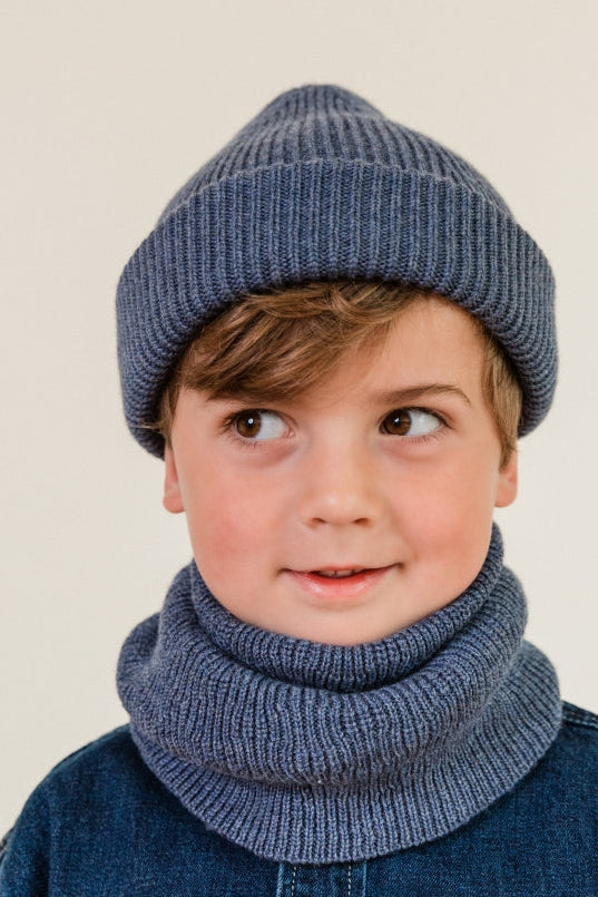 beanie fonzie denim - kids
