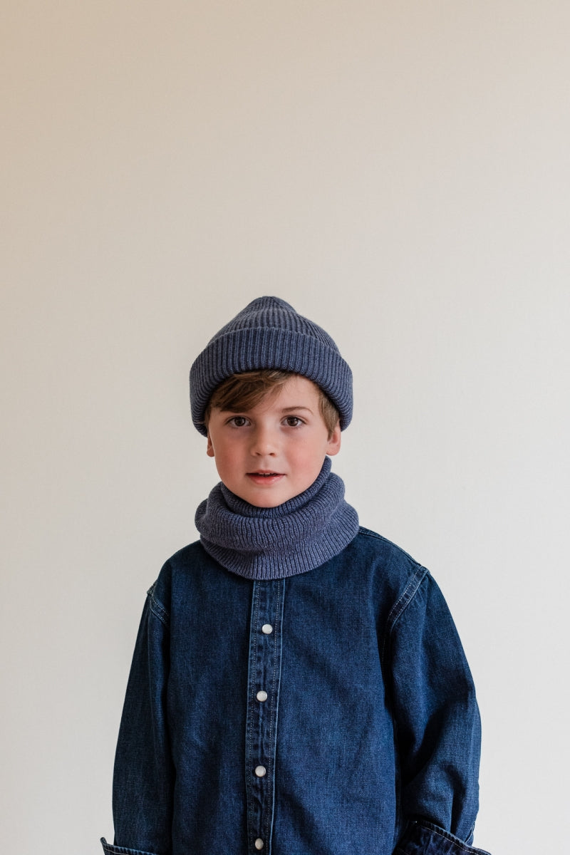 beanie fonzie denim - kids