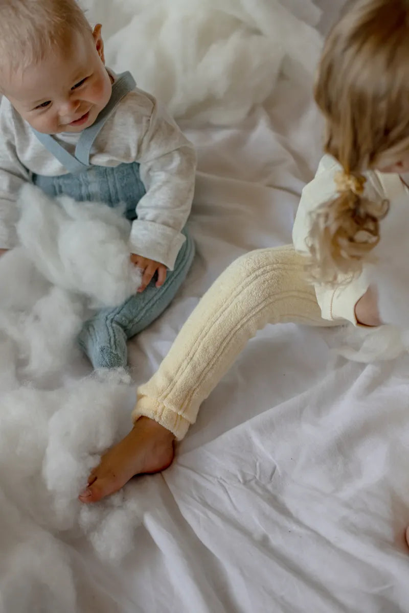 footled granny cotton tights - misty blue