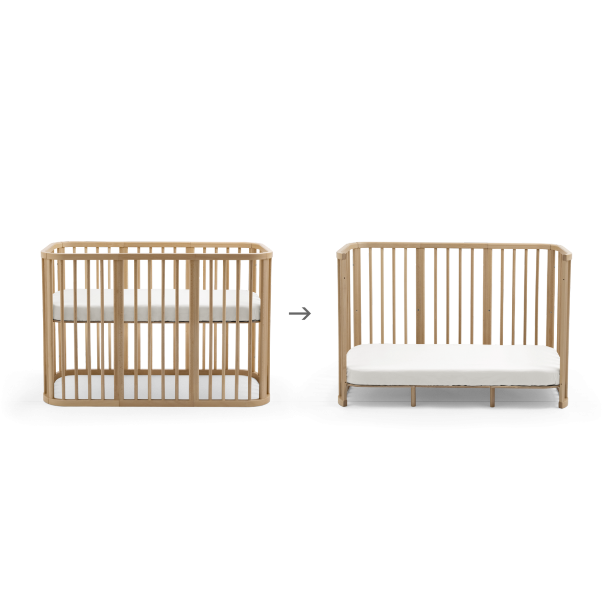 nighti bed - natural - 3 in 1 veranderbaar kinderbed