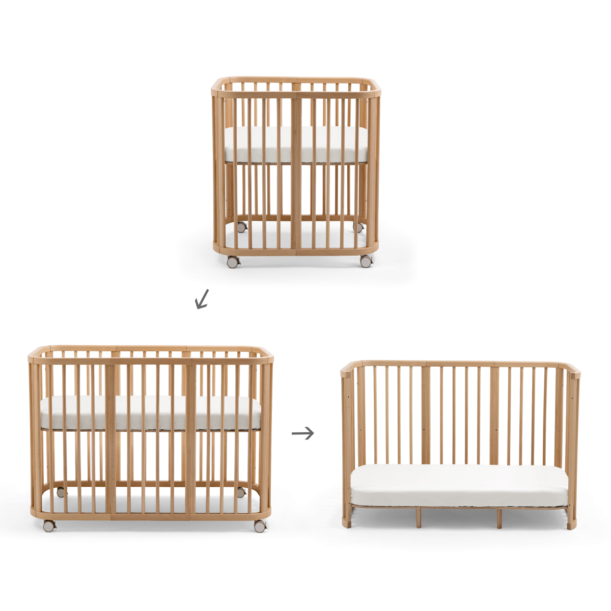 nighti bed - natural - 3 in 1 veranderbaar kinderbed
