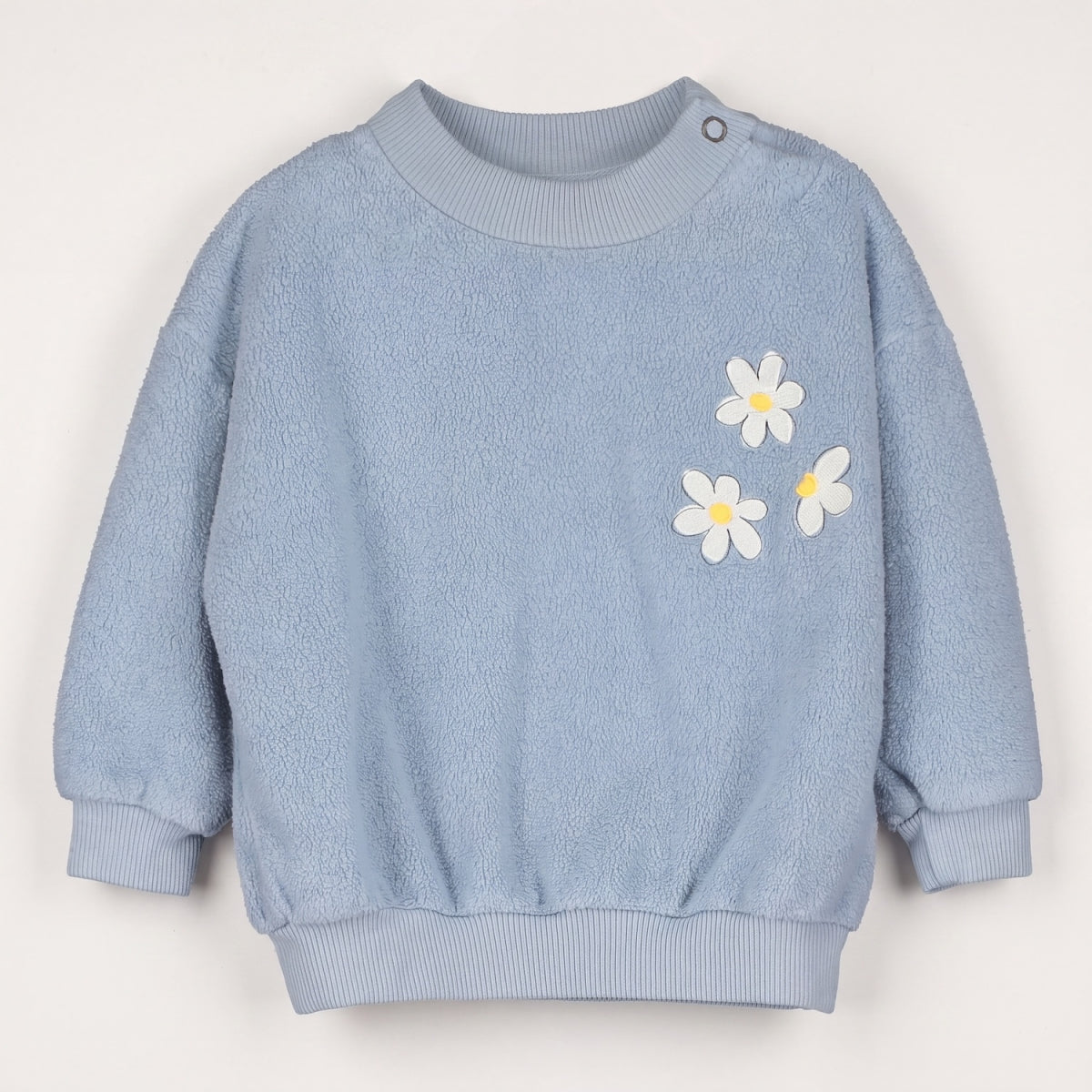 teddy baby sweatshirt - daisies - stone blue