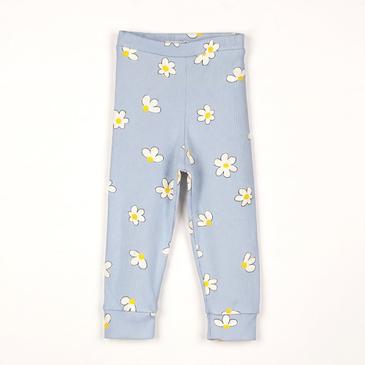baby rib legging - daisies - stone blue