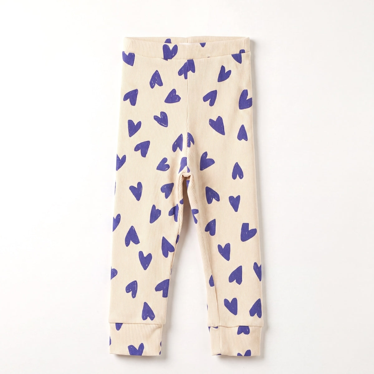 baby rib legging - hearts - cream