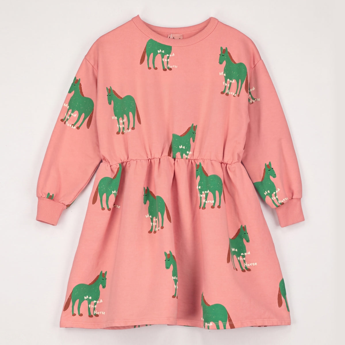 sweater dress - horses allover - peach rose