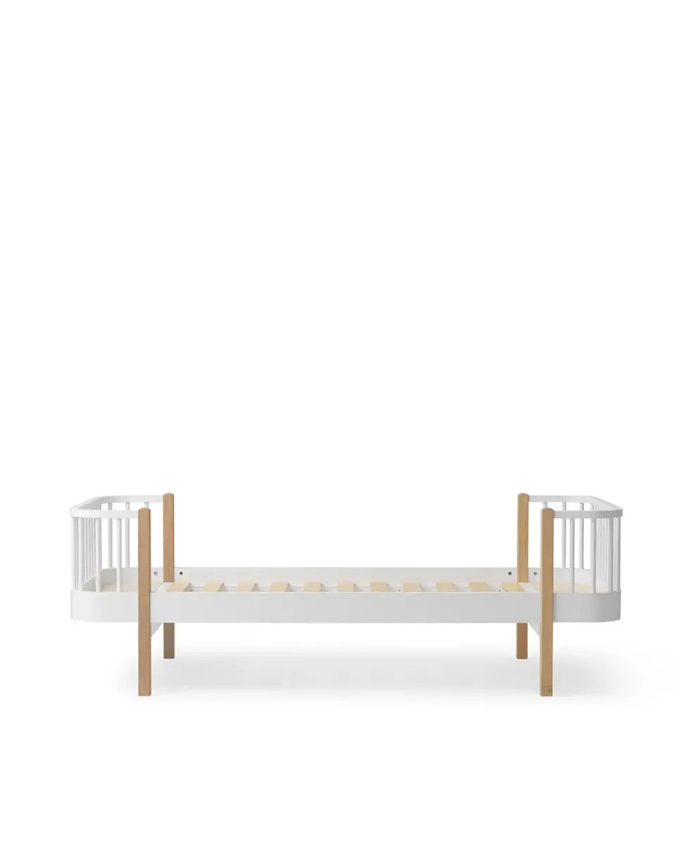 wood original bed - 90x200 cm - white/oak