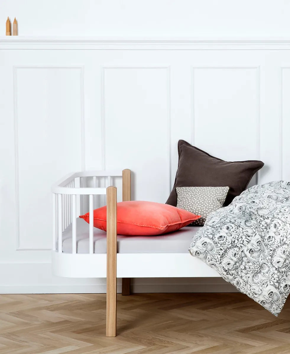 wood original bed - 90x200 cm - white/oak