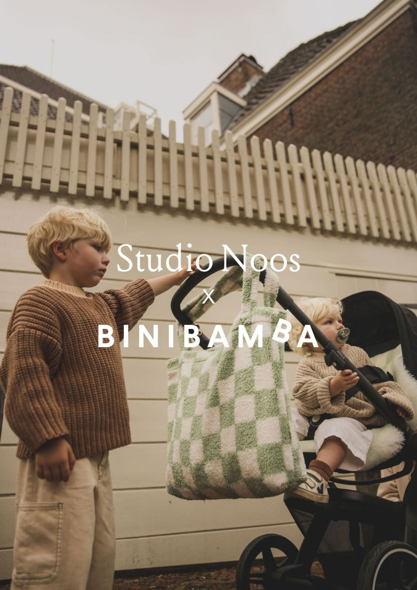 studio noos x binbamba - mom bag teddy pistachio check