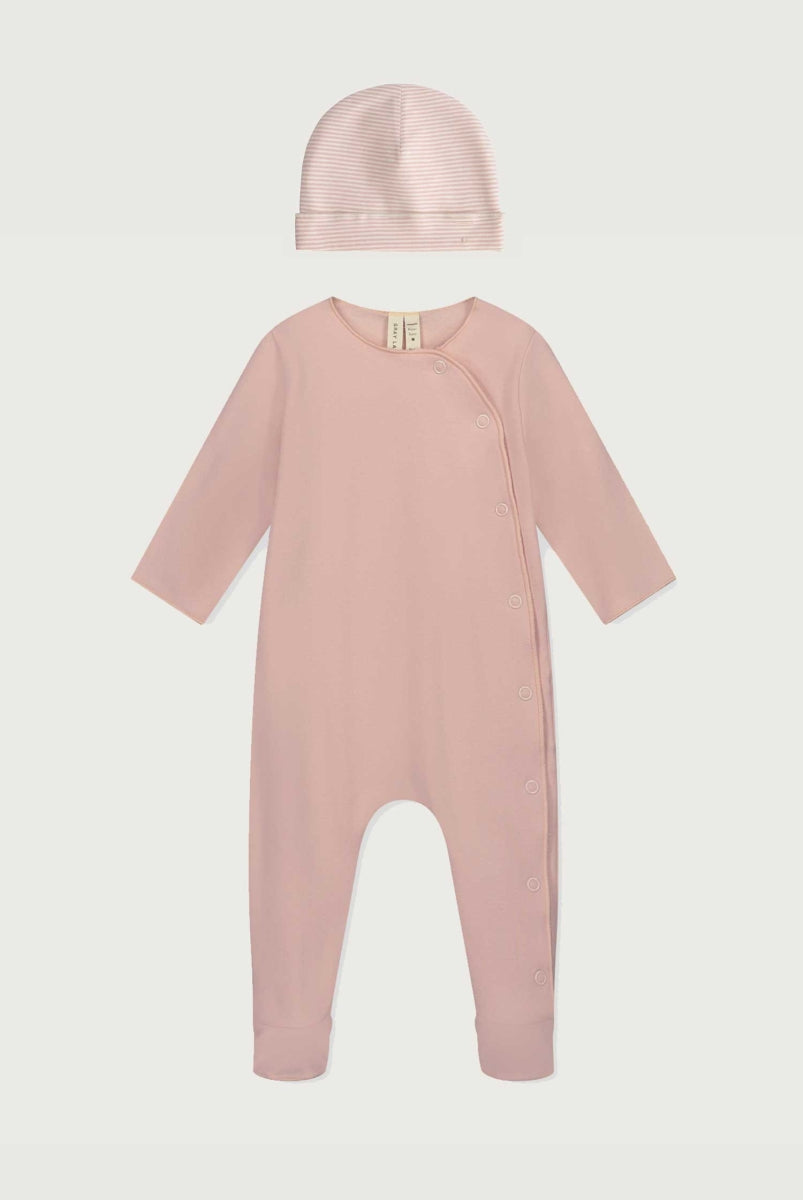 newborn suit with snaps - faded pink