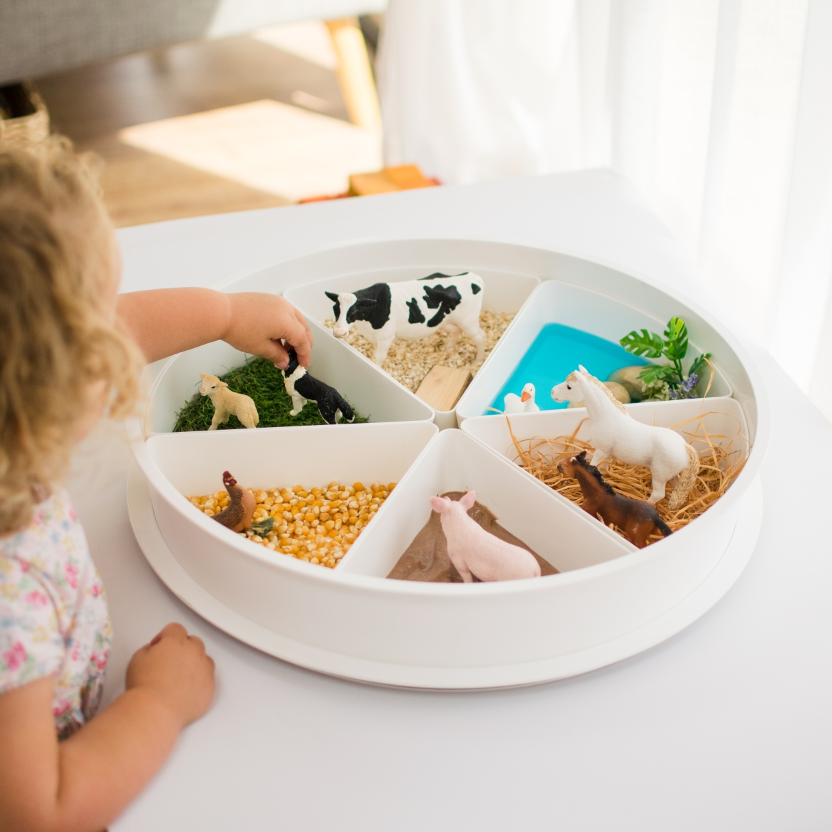 speel tray - open einde speelbak incl deksel en compartimenten