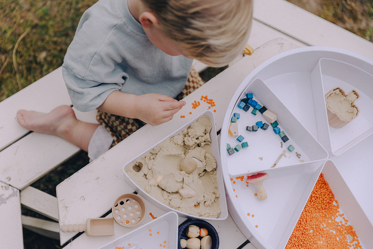 speel tray - open einde speelbak incl deksel en compartimenten