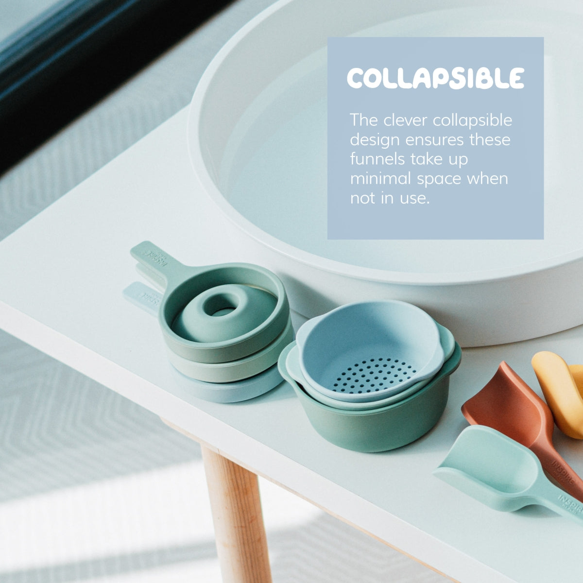 set van 3 trechters - groen/blauw