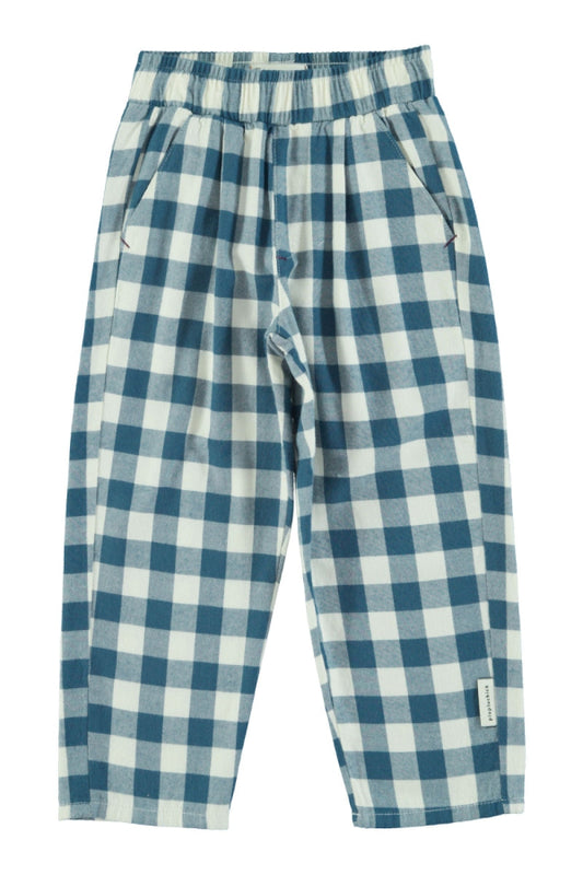 unisex trousers - blue & white checkered - kids
