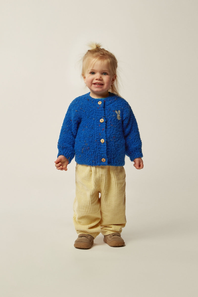 blue knitted baby cardigan