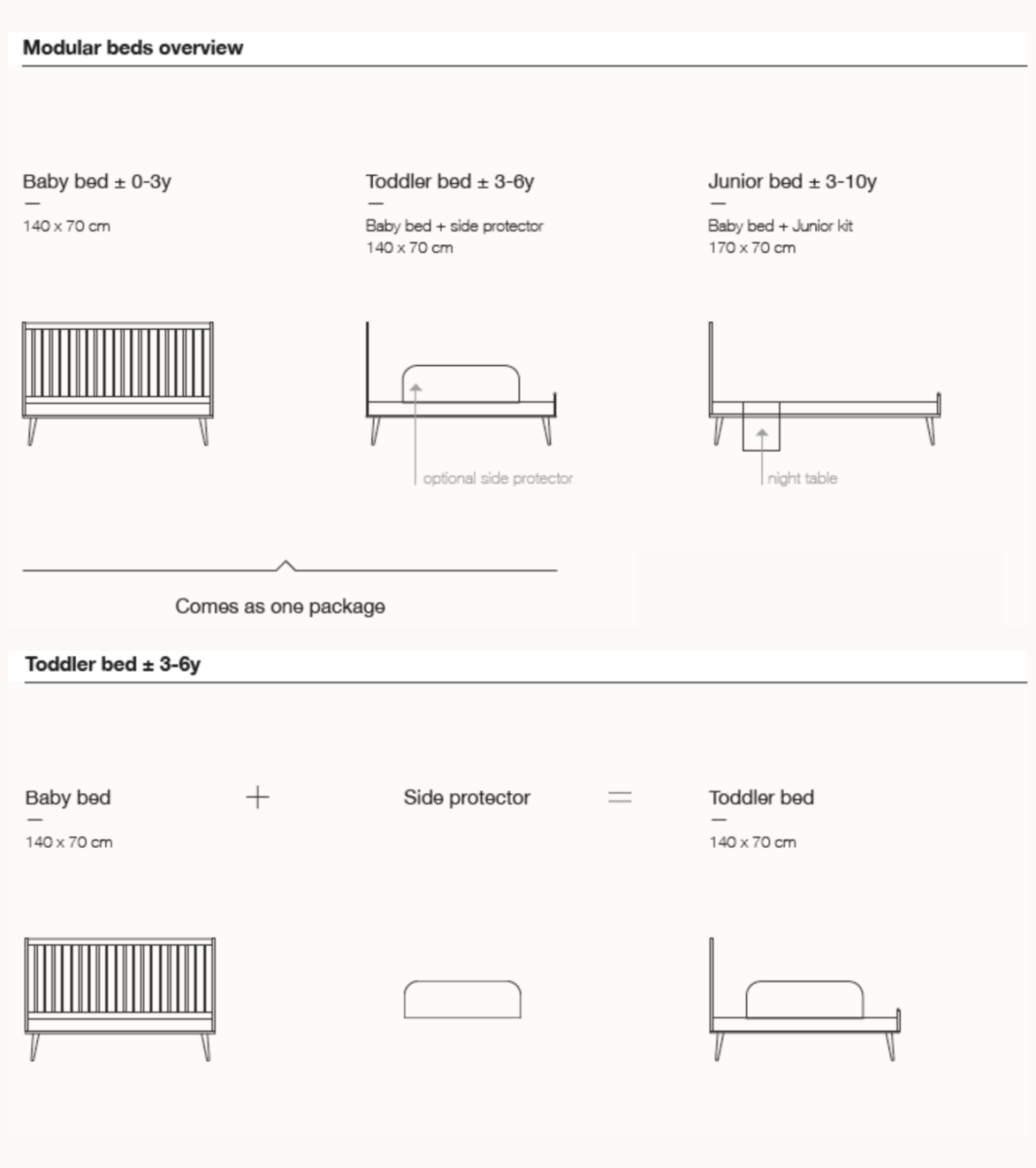 ashi meegroeibed - chestnut - 140x70cm