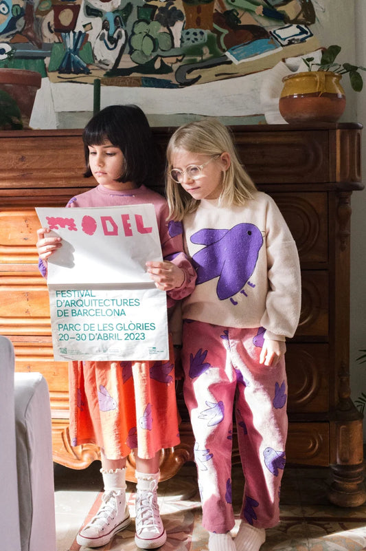 teddy sweatshirt - flowing bird -cream