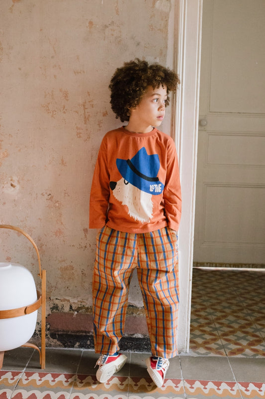 corduroy wide pants - checks - toasted