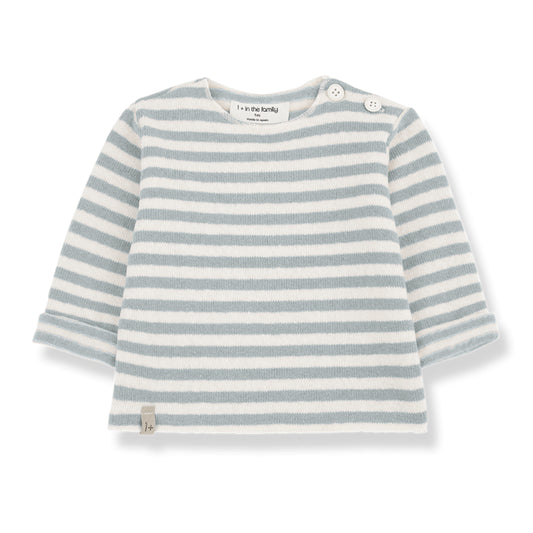 soft fleece striped long sleeve shirt - aubin -grey