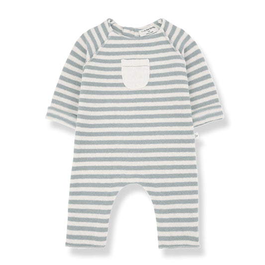 soft striped fleece onesie - sacha - grey