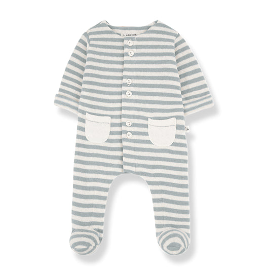 soft striped fleece onesie - milo - grey