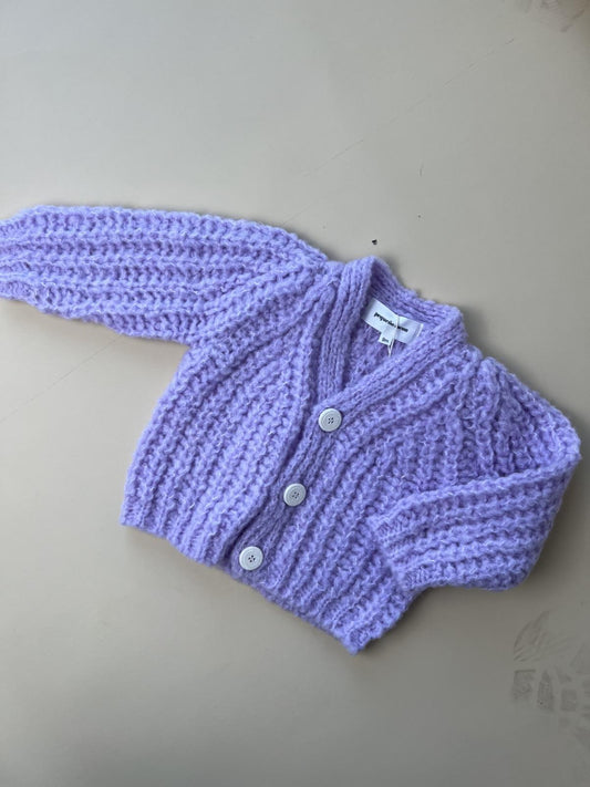 fluffy knitted merino cardigan - lila