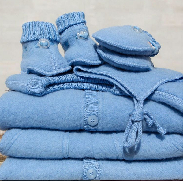 booties - licht blauw - 100% wol