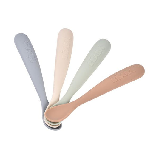 set van 4 siliconen lepels - unicolor natural