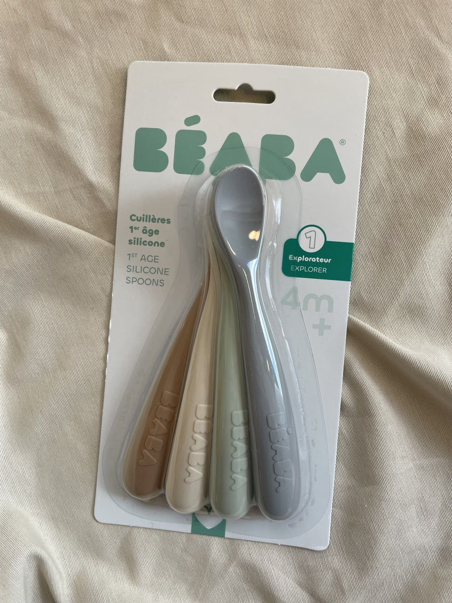 set van 4 siliconen lepels - unicolor natural