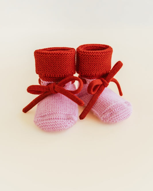 booties - cotton candy/red