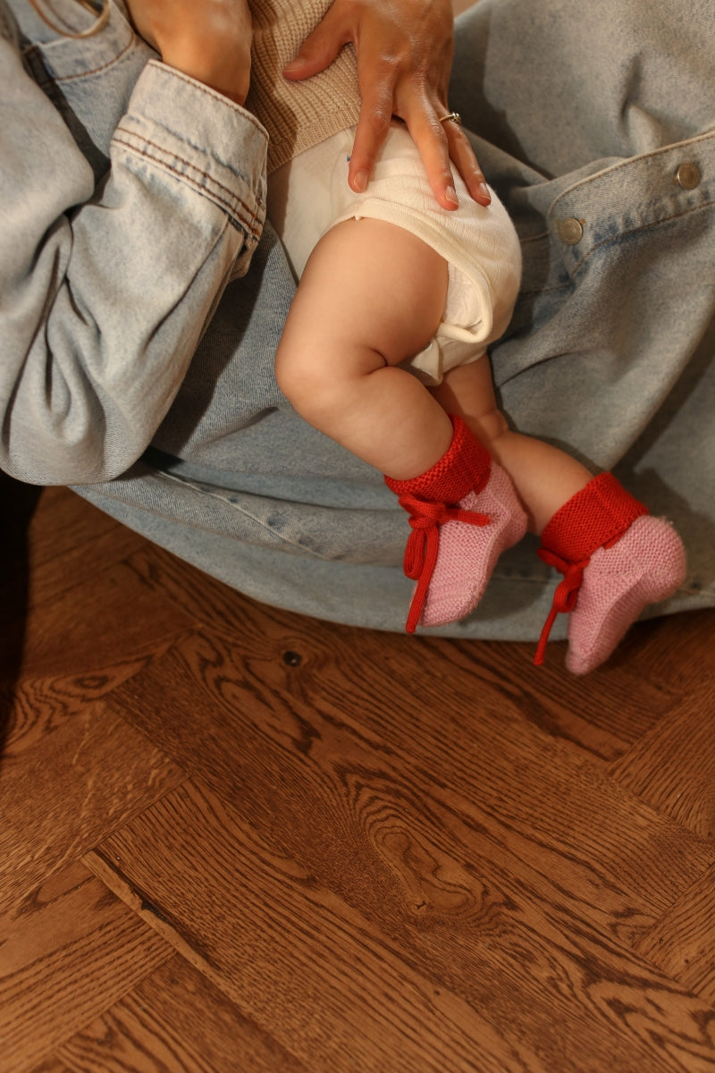 booties - cotton candy/red