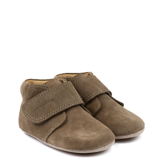 baby slofjes velcro - kaki suede