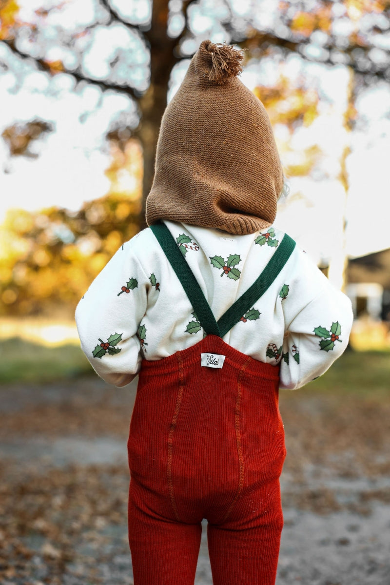 footed cotton tights - maple leaf & dark forest green